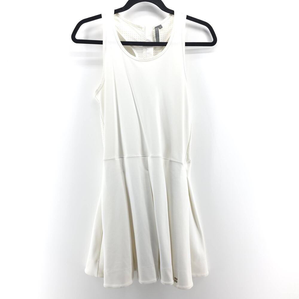 Sweaty Betty Dress Womens M White Tank Fit & Flare Zip Back Tennis Athletic